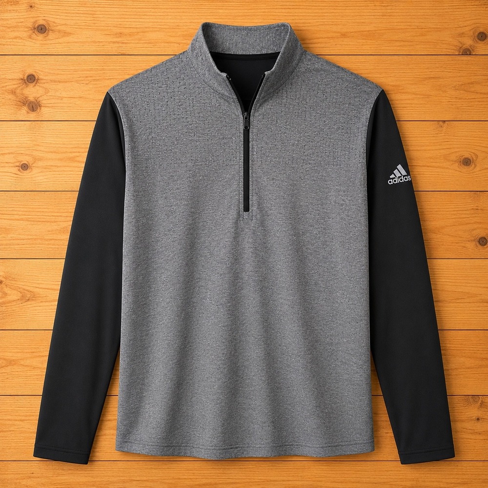 Adidas Mens XL Quarter Zip Pullover Gray Black Heathered Performance Golf Top